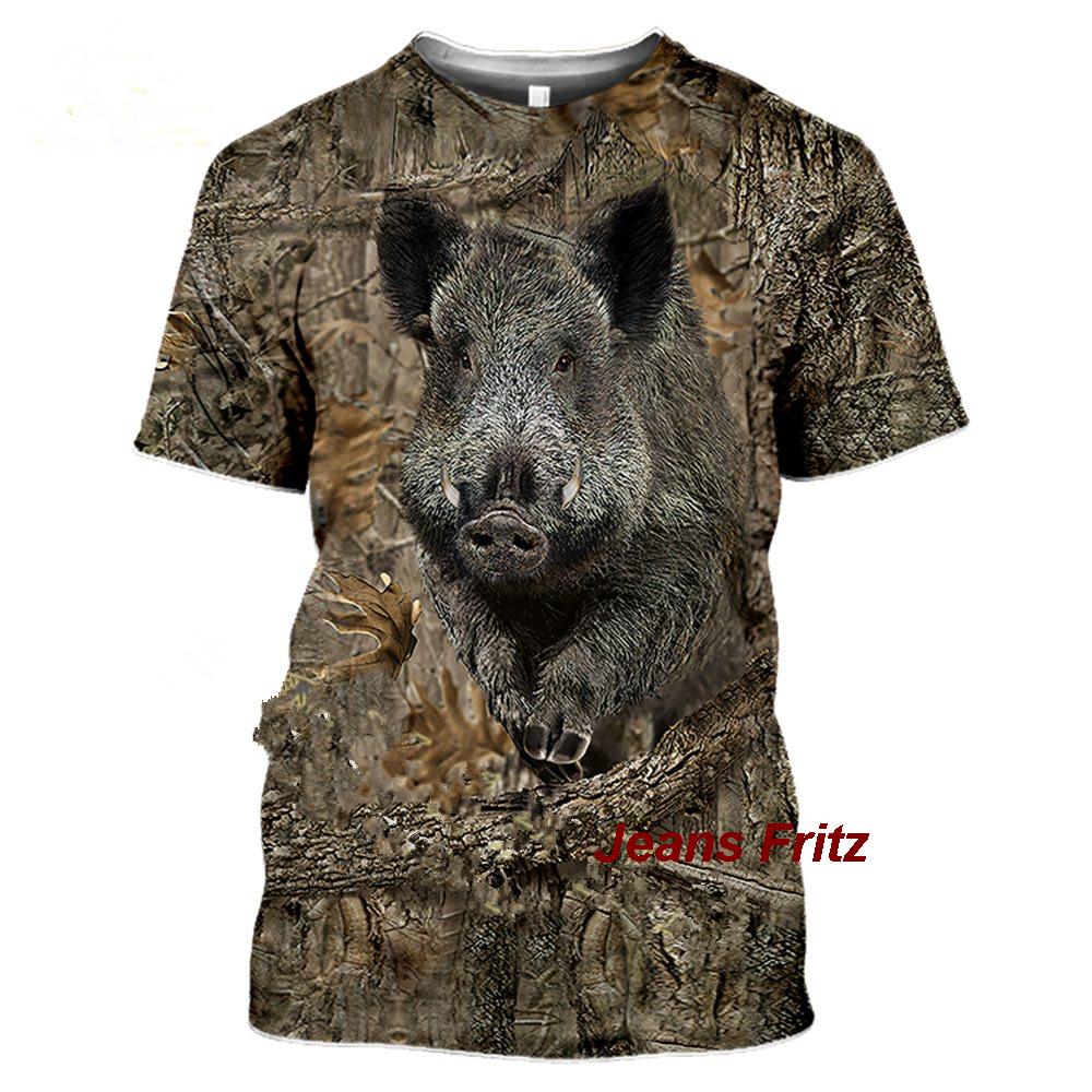 Wildman Hunting & Outdoor Reviews - เสื้อยืด2023ลายพรางล่าสัตว์หมูป่า3D ลำลองฤดูร้อนผู้ชายเสื้อแจ็คเก็ตแขนสั้นเสื้อสวมหัวแนวสตรีทแฟชั่น