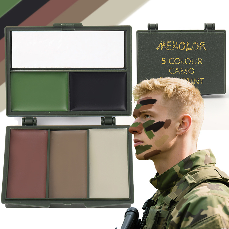 Camo Face Paint - ชุดสีเพ้นท์หน้าลายพรางป่า 5 สี ขนาดพกพา ติดทนนาน ใช้งานง่าย