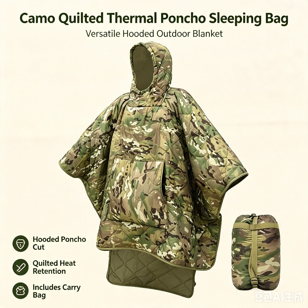 Outdoor Hunting Blanket - ผ้าห่มลายพรางกันน้ำพร้อมฉนวนกันความร้อน สำหรับฤดูหนาว ใช้เป็นผ้าคลุมไหล่หรือซับในถุงนอนฉุกเฉินสำหรับการตั้งแคมป์ เดินป่า ล่าสัตว์ และการเอาตัวรอดกลางแจ้ง