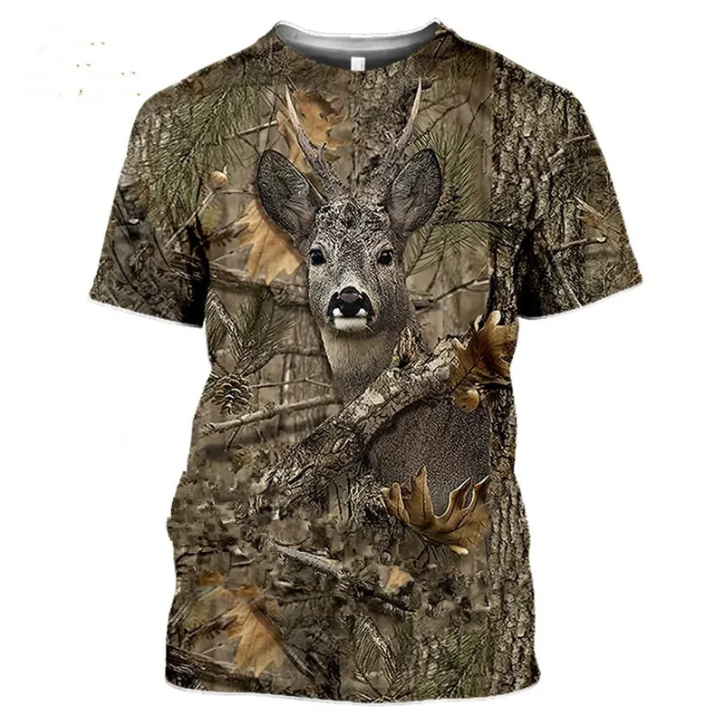 Wildman Hunting & Outdoor Reviews - 2026 ลายพรางล่าสัตว์หมูป่า 3d เสื้อยืดฤดูร้อนลำลองชายเสื้อยืดแฟชั่นสตรีทผู้หญิงเสื้อแขนสั้น