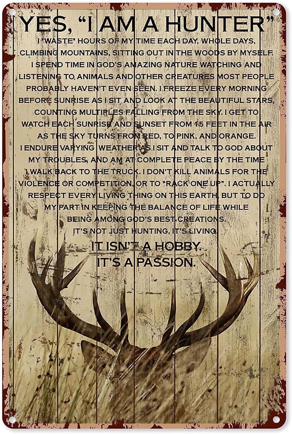 Outdoor Hunting Paintings - ป้ายโลหะอะลูมิเนียมลายล่าสัตว์ ลายกวาง 