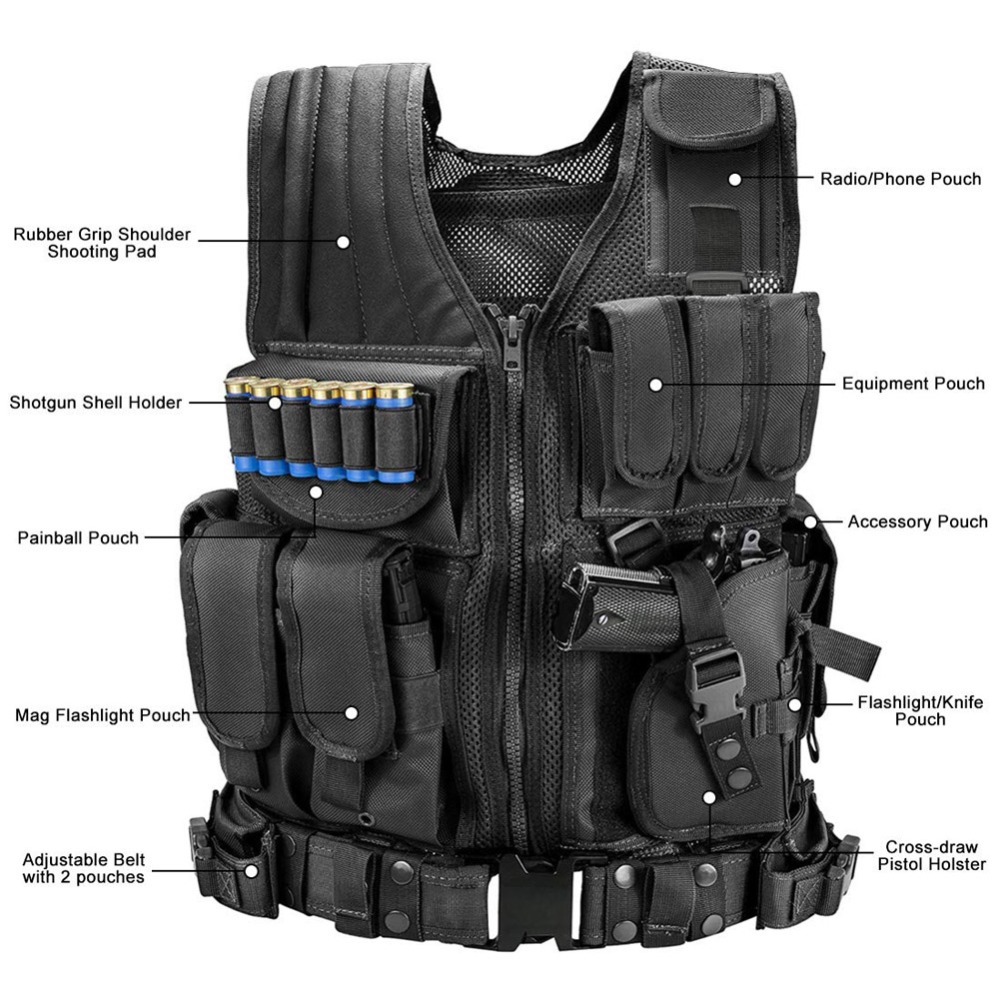 ปรับMolleเสื้อกั๊กยุทธวิธีการร - Outdoor Hunting Vest บทวิจารณ์และราคา