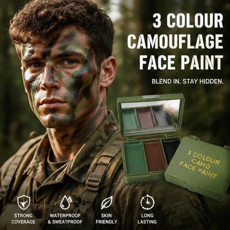 สีพรางหน้า 3 สี น้ำมันพรางหน้า - Camo Face Paint บทวิจารณ์และราคา