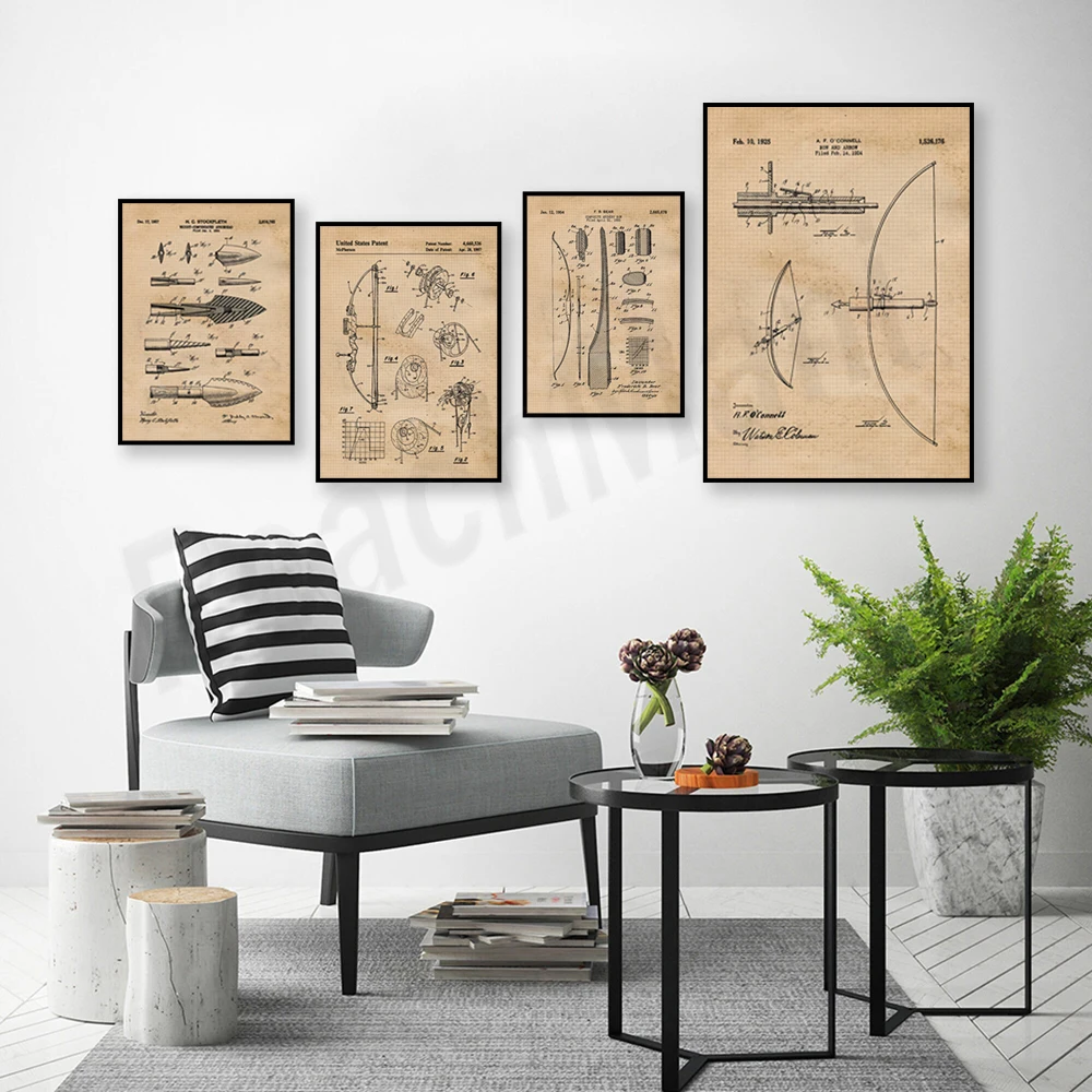 Vintage bow และ arrow พิมพ์สิท - Outdoor Hunting Paintings บทวิจารณ์และราคา