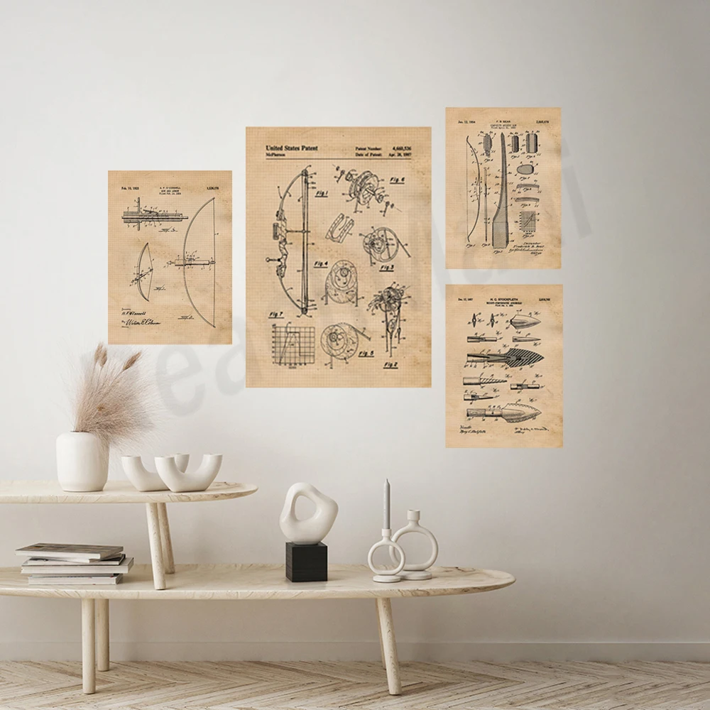 Vintage bow และ arrow พิมพ์สิท - Outdoor Hunting Paintings บทวิจารณ์และราคา