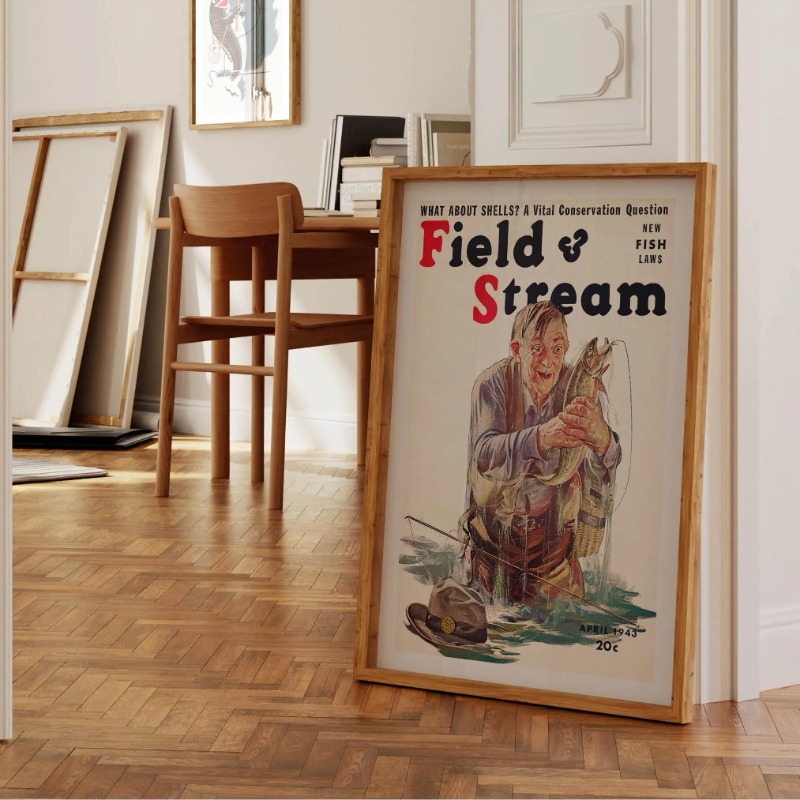 Vintage Fly Fishing ผ้าใบพิมพ์ - Outdoor Hunting Paintings บทวิจารณ์และราคา