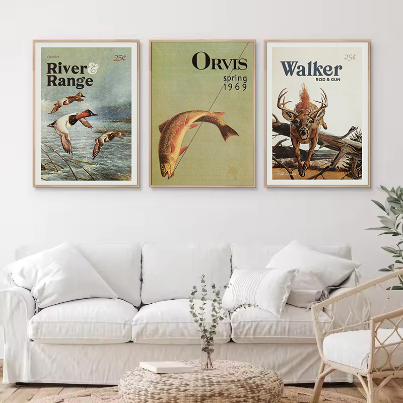 Retro สัตว์ป่ากลางแจ้งการล่าสั - Outdoor Hunting Paintings บทวิจารณ์และราคา