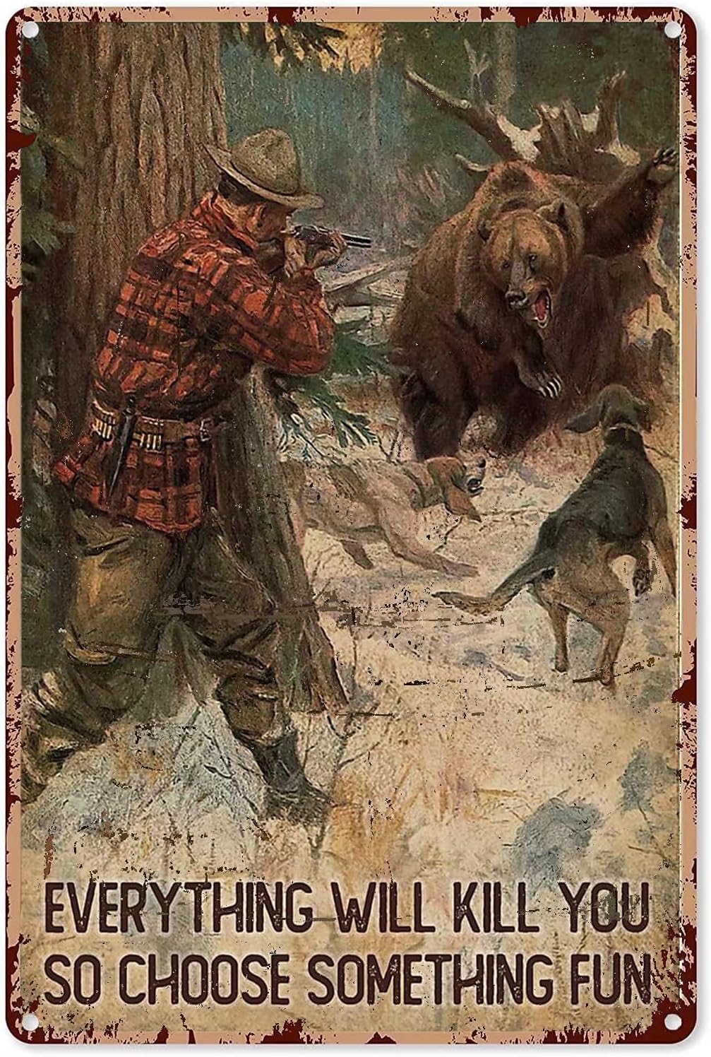 ป้ายโลหะลายหมีล่าเหยื่อ ทุกสิ่ - Outdoor Hunting Paintings บทวิจารณ์และราคา